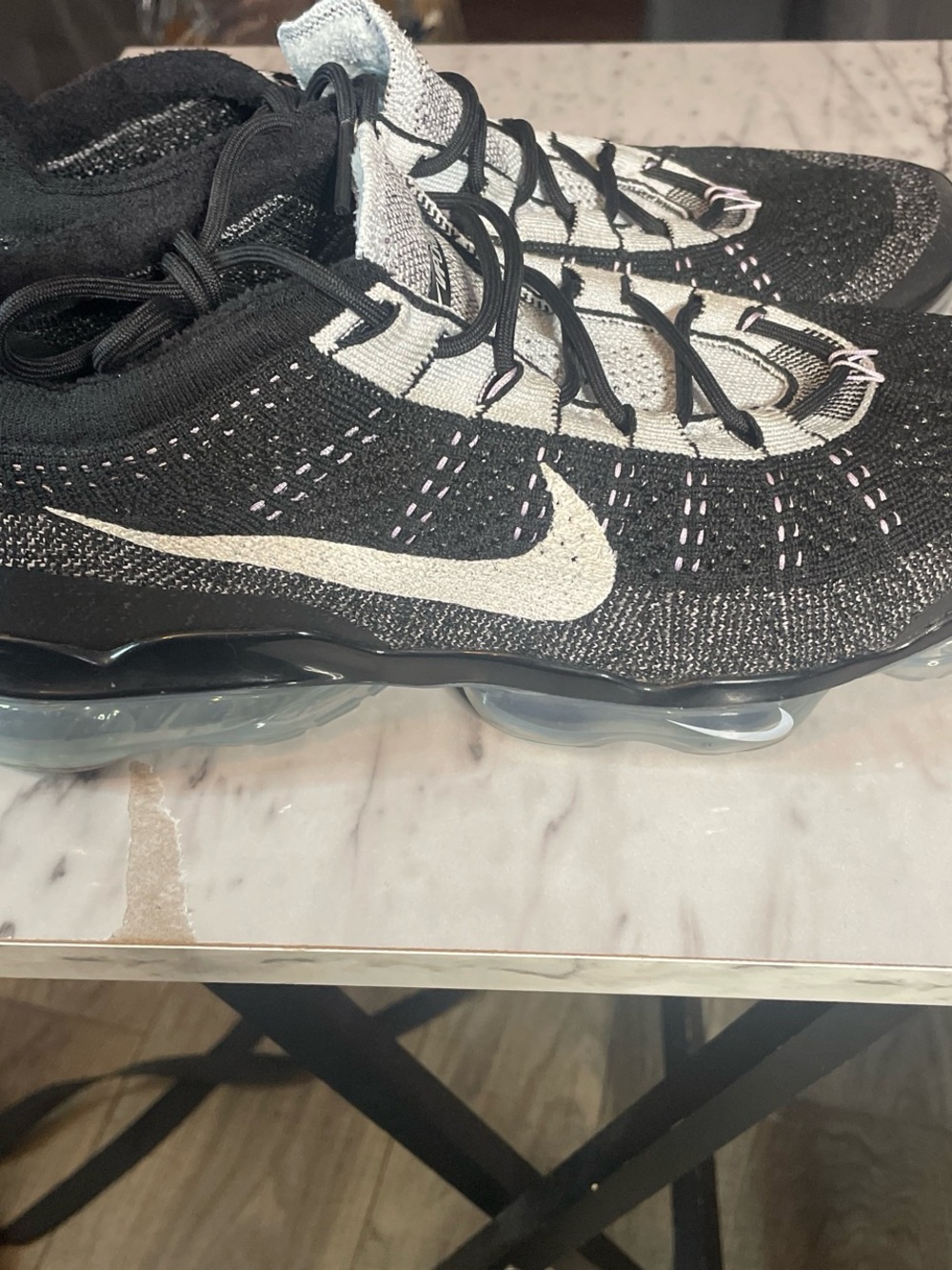 Nike Men Black & White Air VaporMax Flyknit Sneakers with Clear Sole